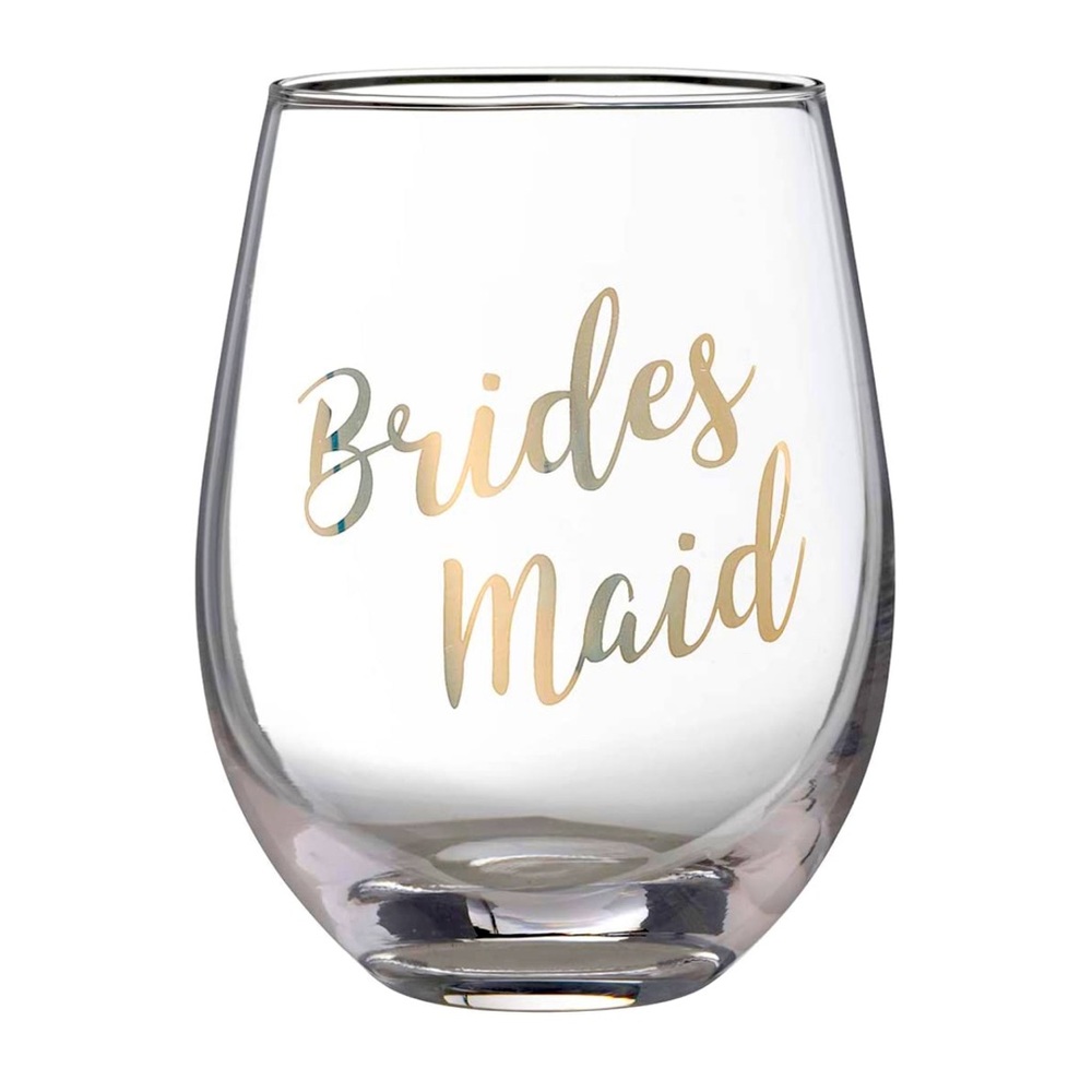 2 Brides Maid Wine Glasses